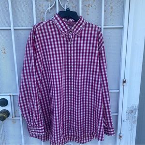 Arido men’s size 47 long sleeve button up shirt checked shirt 100% cotton